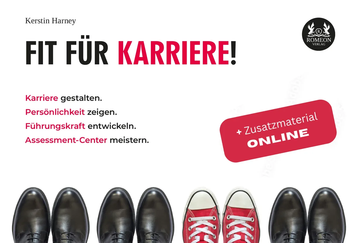Buchcover: Fit für Karriere! von Kerstin Harney, Querformat mit blauem Einband